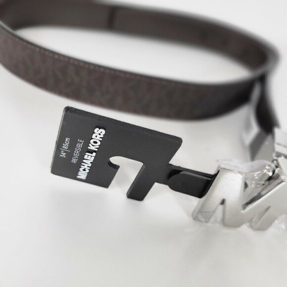 Michael Kors Signature Belt, Reversible Logo Brown/Plain Brown Size 34 or M - Picture 9 of 16